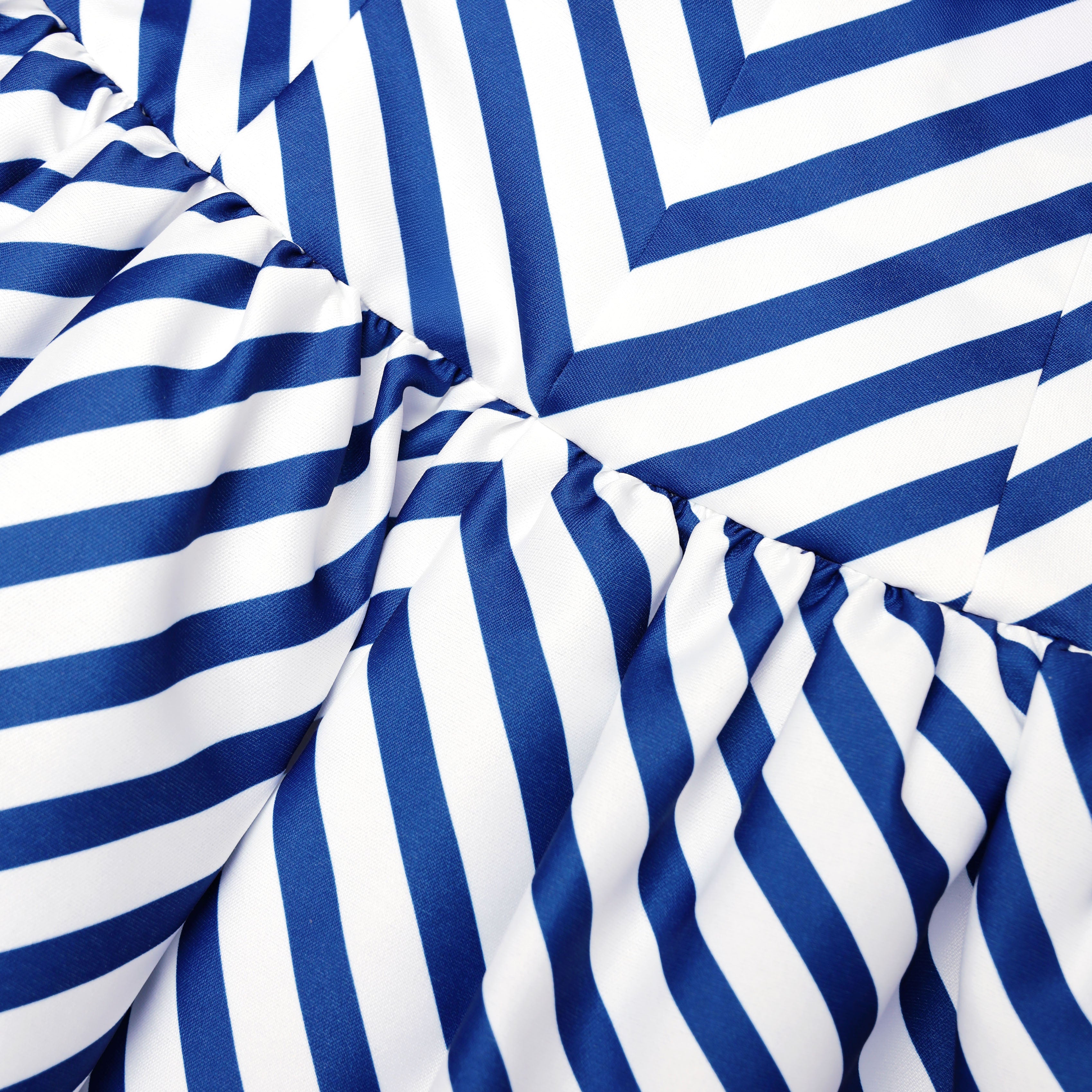 Navy Stripe Taffeta Midi Dress