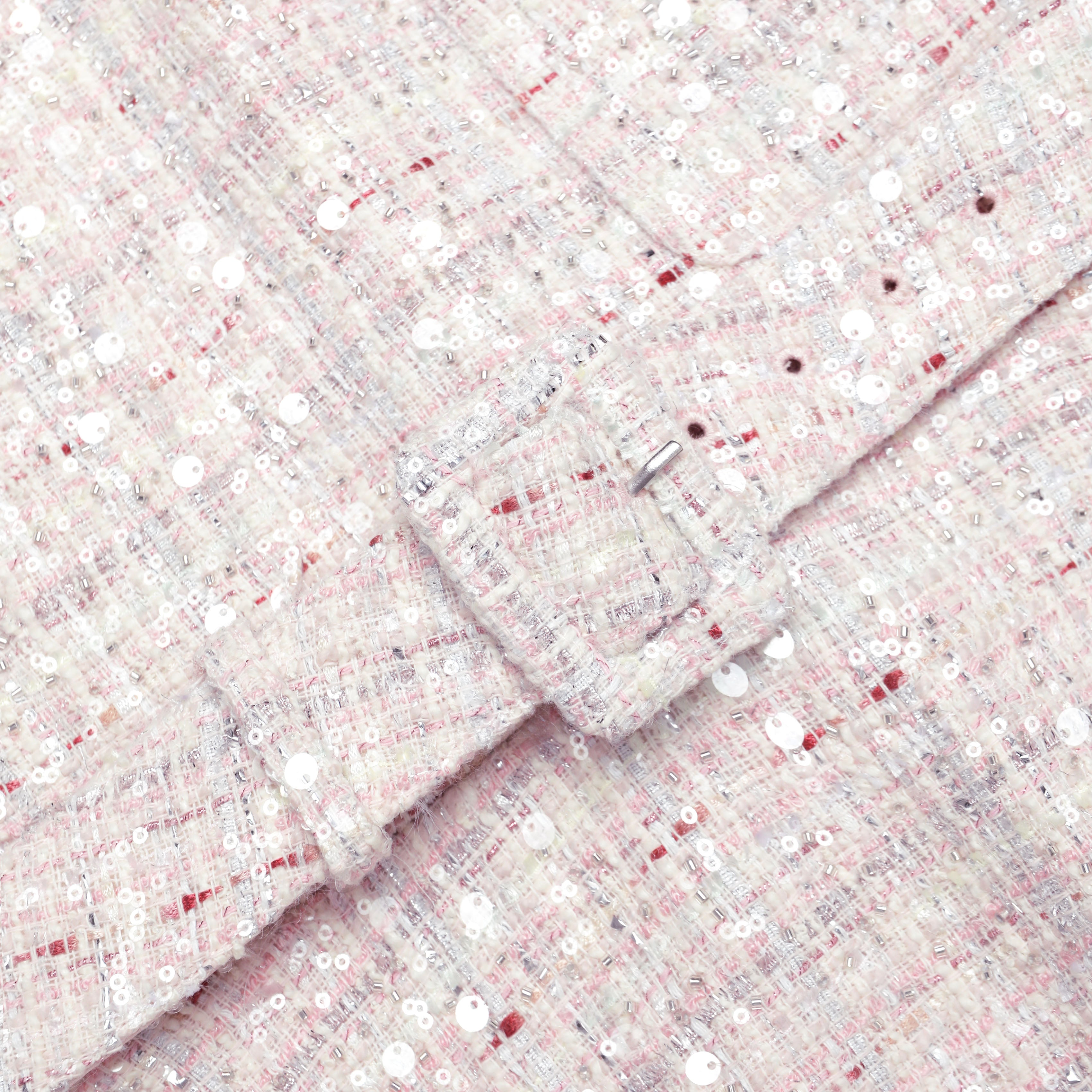 Pink Sequin Boucle Belted Mini Dress