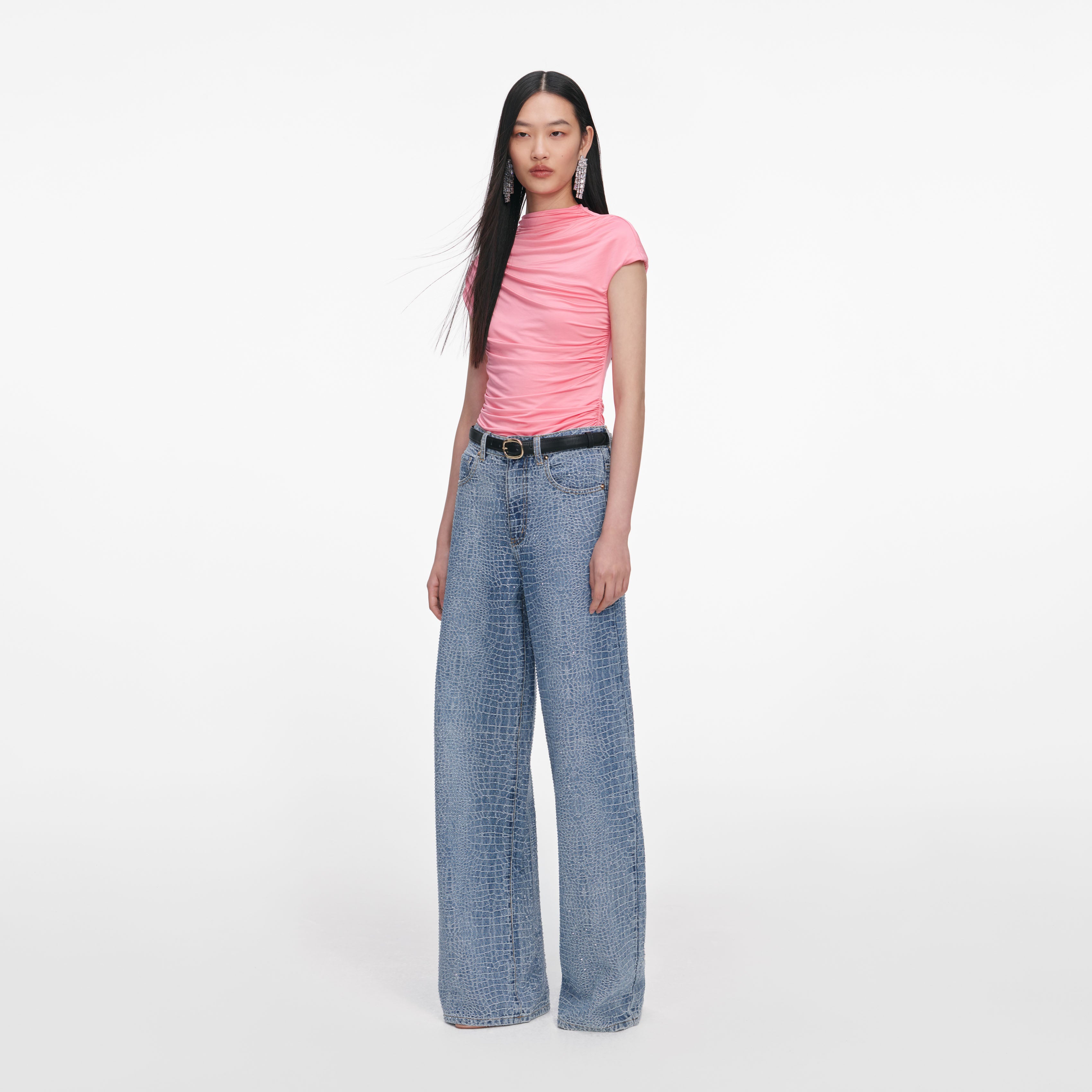 Pink Jersey Gathered Top