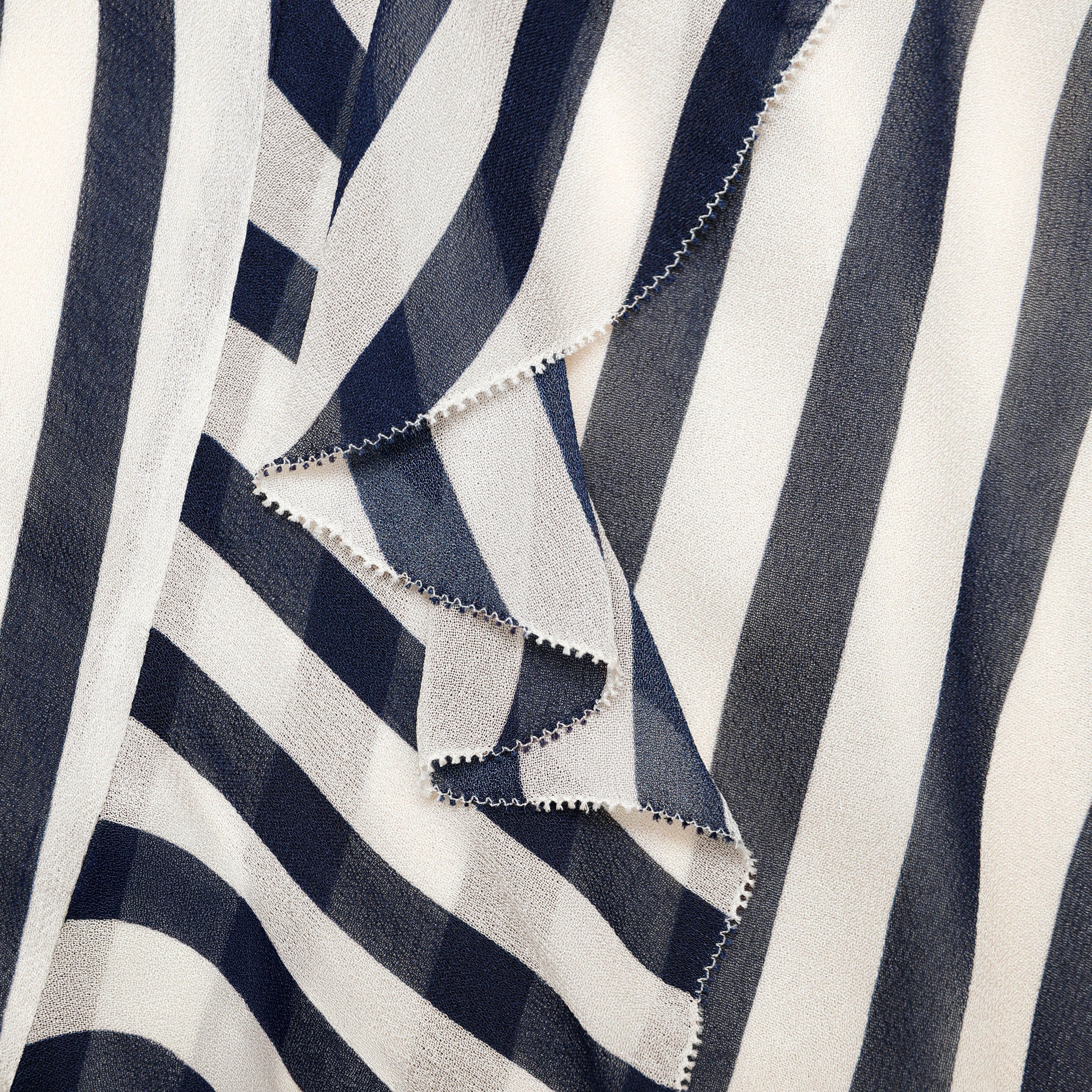 Navy Stripe Georgette Maxi Dress