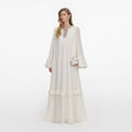 Cream And Gold Chiffon Maxi Dress