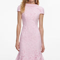 Pink Lace Scoop Back Midi Dress