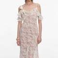 Cream Lace Flower Maxi Dress