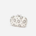Cream Satin Multi Crystal Clutch Bag