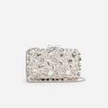 Cream Satin Crystal Clutch Bag