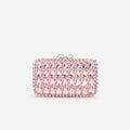 Pink Satin Crystal Clutch Bag