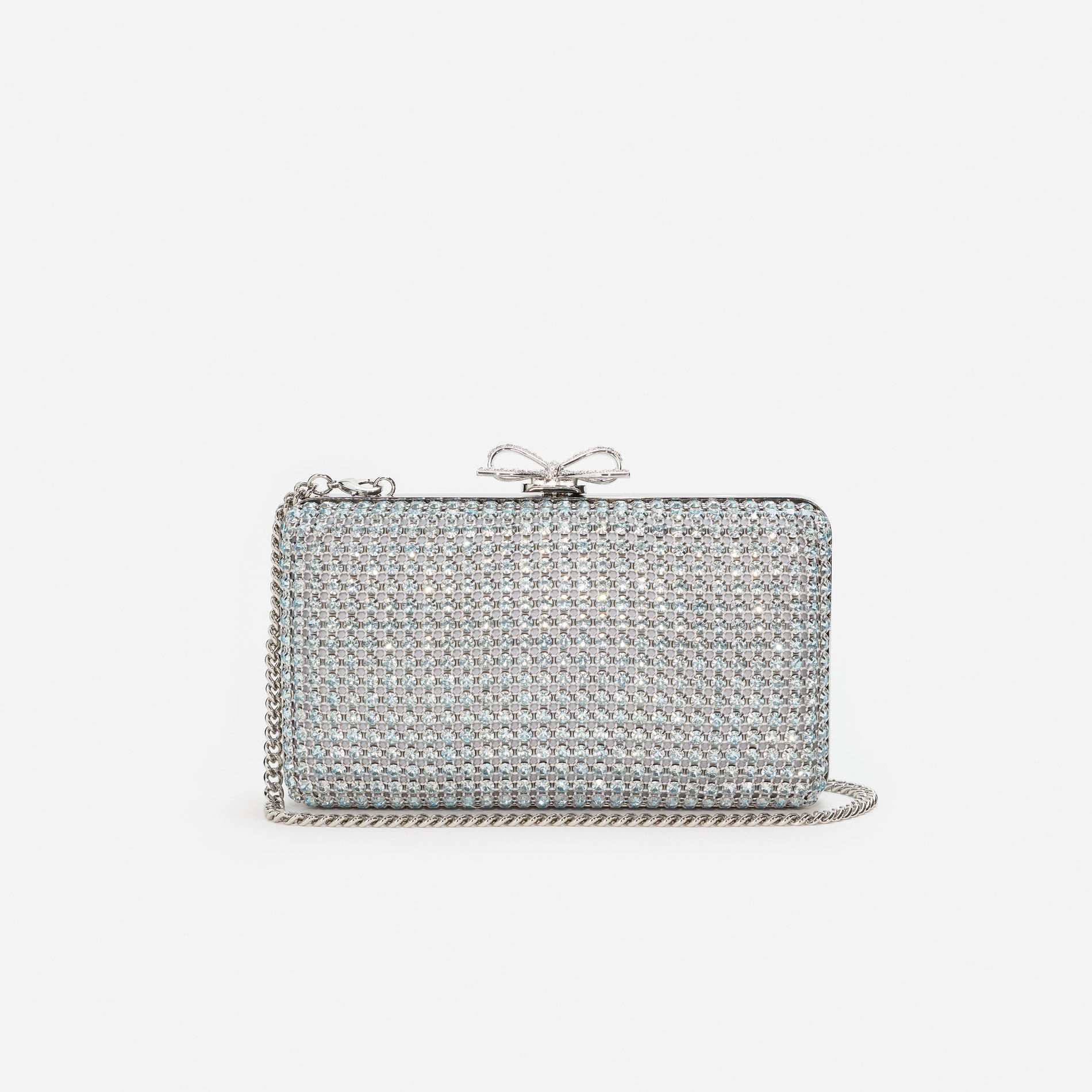 Blue Crystal Chainmail Clutch Bag