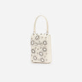Cream Satin Crystal Mini Bow Bag