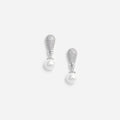 Silver Crystal Pearl Drop Earrings