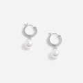 Crystal Pearl Drop Hoop Earrings