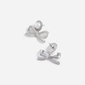 Silver Pearl Bow Drop Earrings