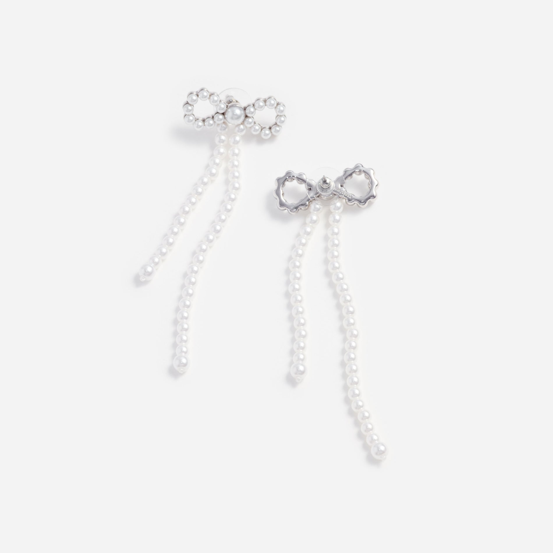 Pearl Bow Dangle Earrings