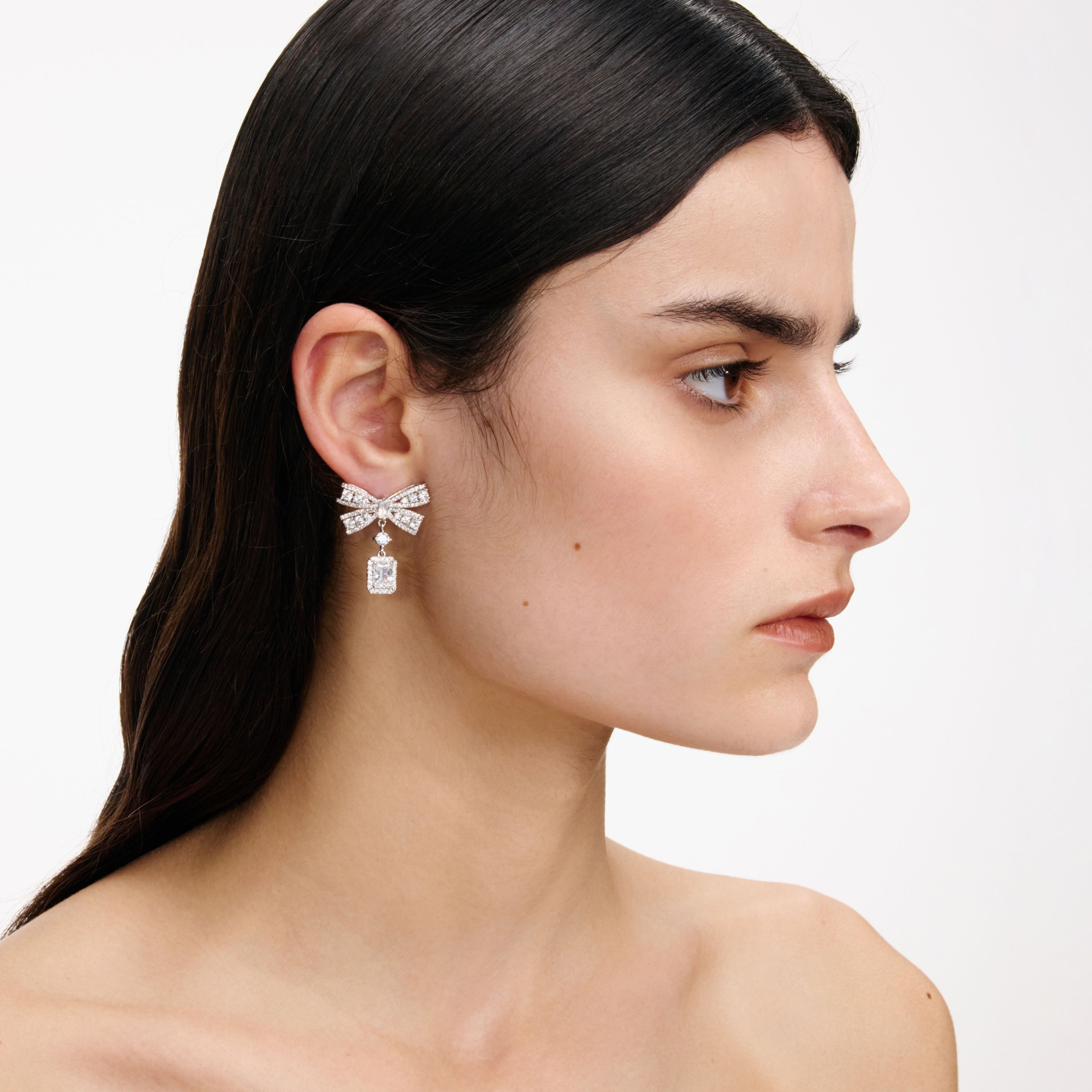 Bow Crystal Drop Earrings