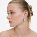 Crystal Bow Pearl Droplet Earrings