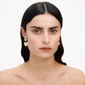 Gold Crystal Heart Tiered Earrings