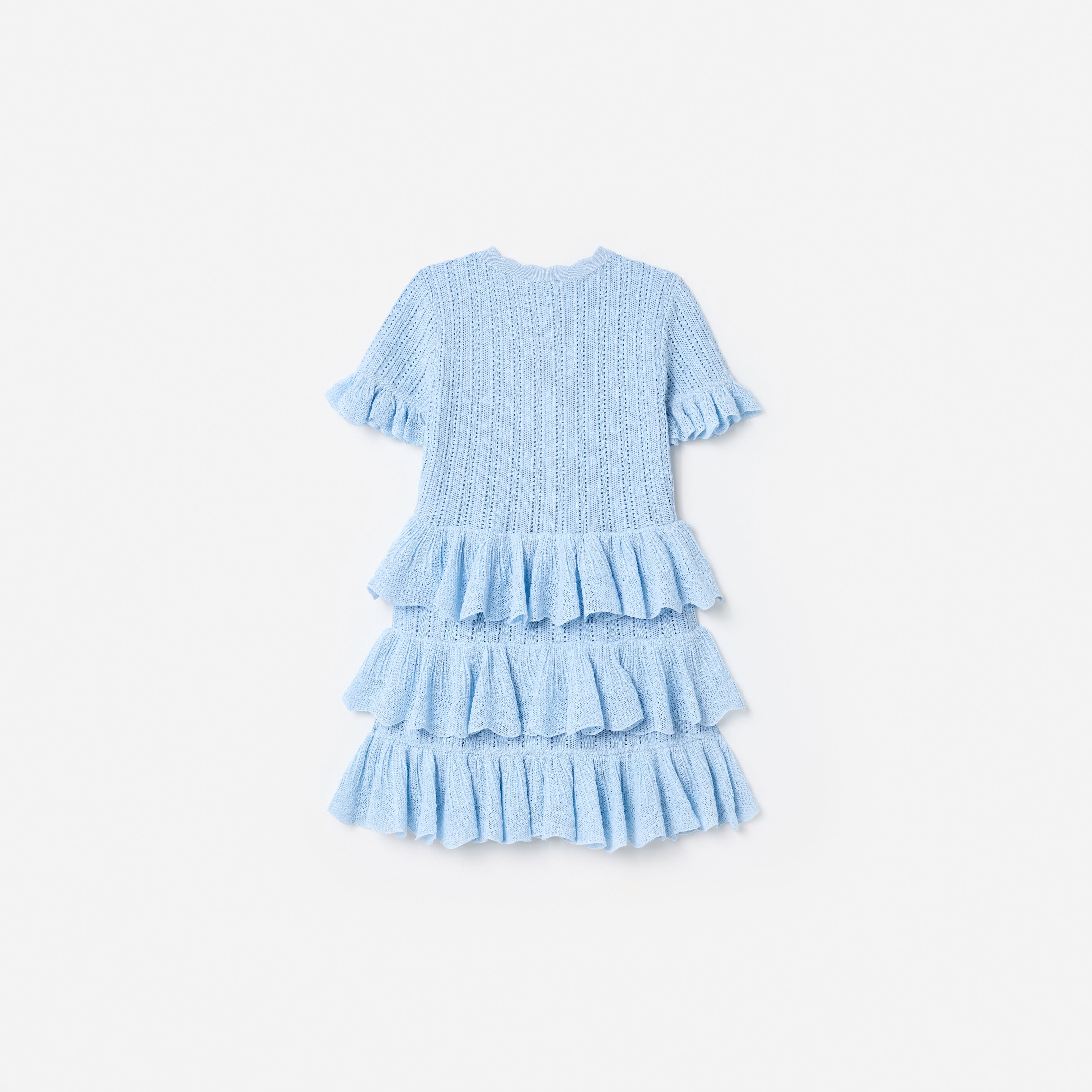 Blue Tiered Knit Dress