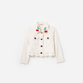 Cream Denim Cherry Motif Jacket