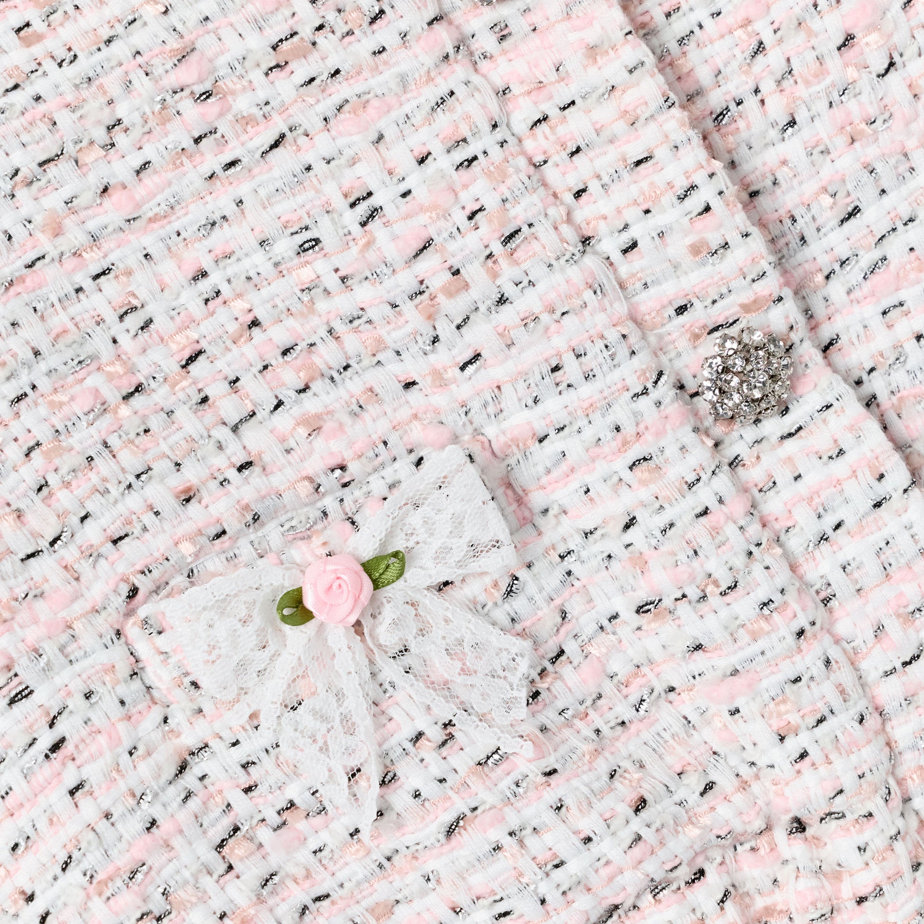 Pink Boucle Lace Bow Jacket