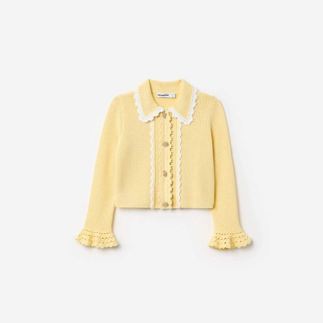 Yellow Pointelle Frill Cardigan