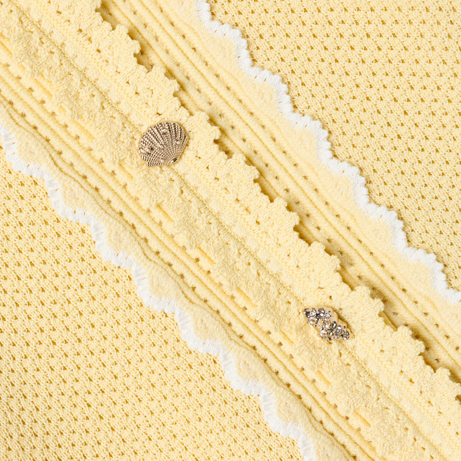 Yellow Pointelle Frill Cardigan