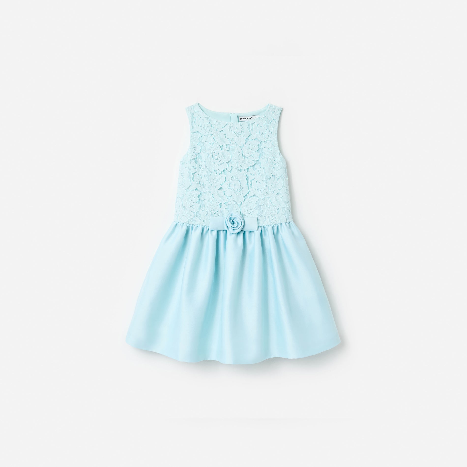 Aqua Taffeta Lace Bow Dress