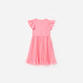 Pink Chiffon Lace Trim Dress