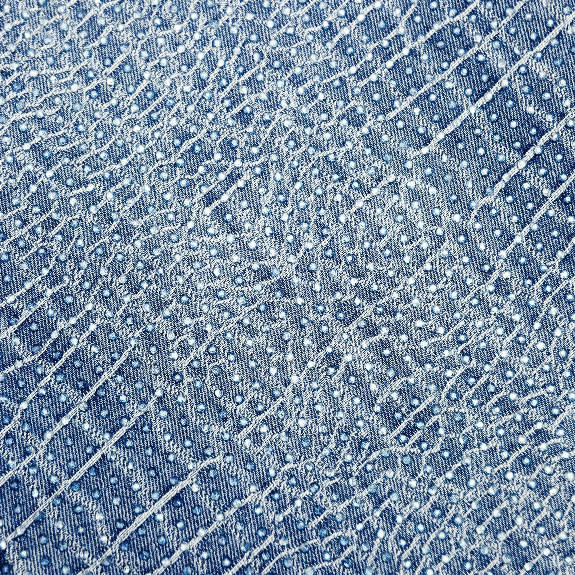 A close up of the fabric for the Rhinestone Croc Effect Wide Leg Jeans