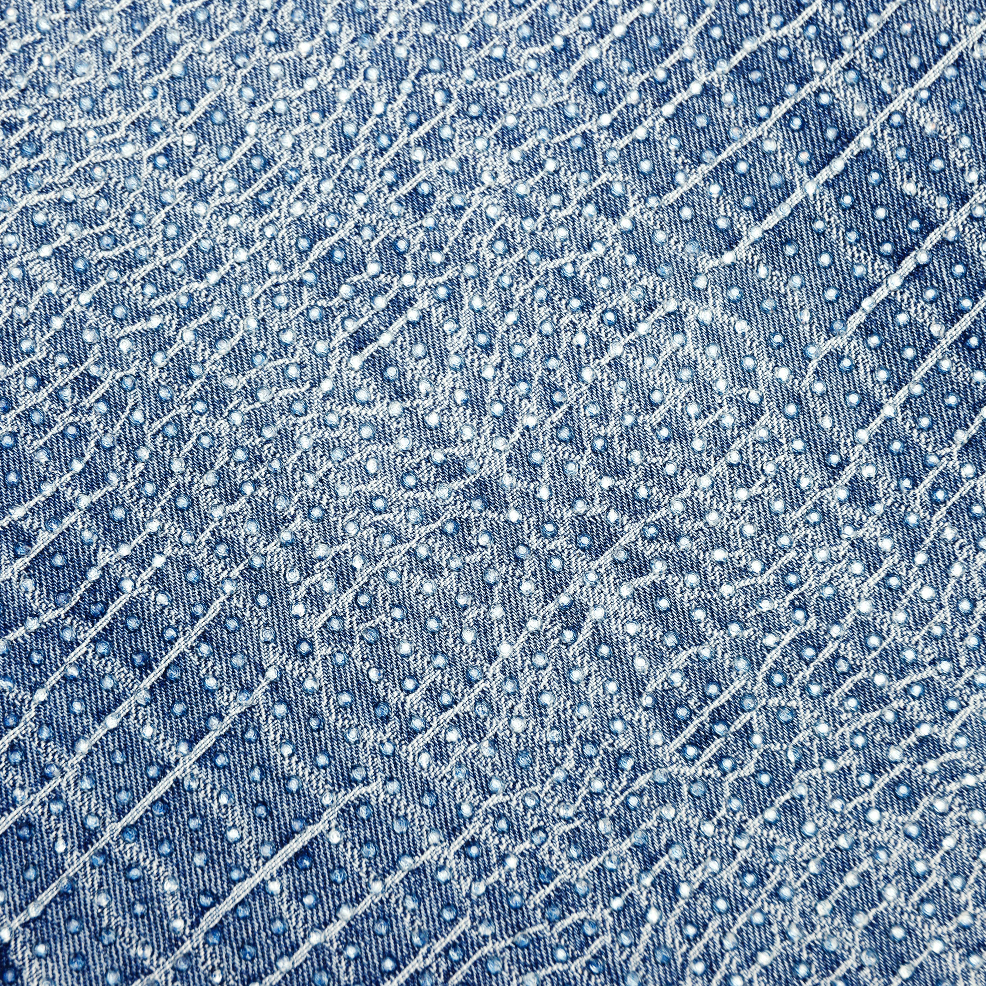 Rhinestone Croc Effect Wide Leg Jeans