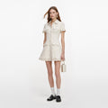 Cream Broderie Collared Denim Mini Dress