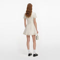 Cream Broderie Collared Denim Mini Dress