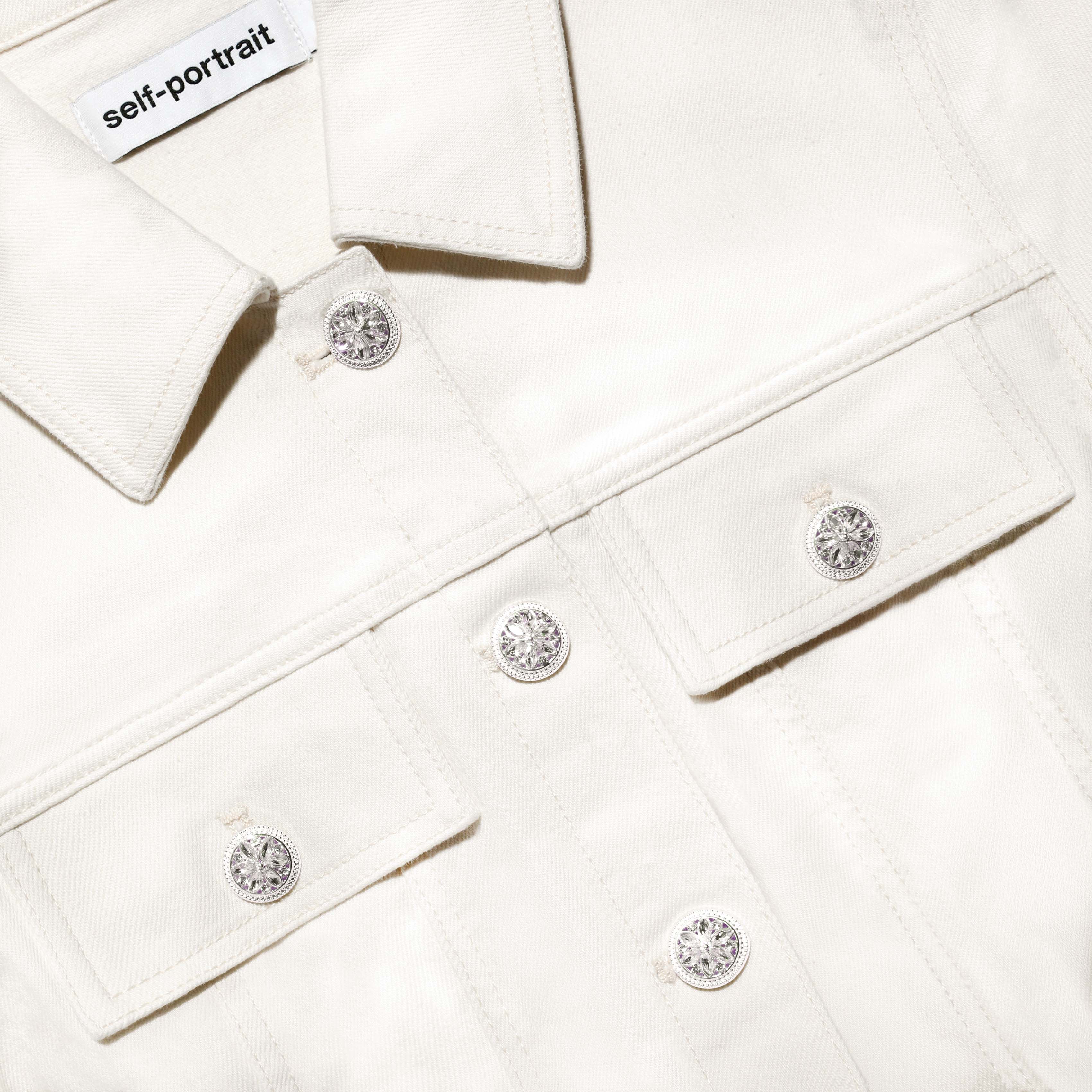 Cream Broderie Collared Denim Mini Dress