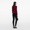 Burgundy Crystal Trim Cardigan