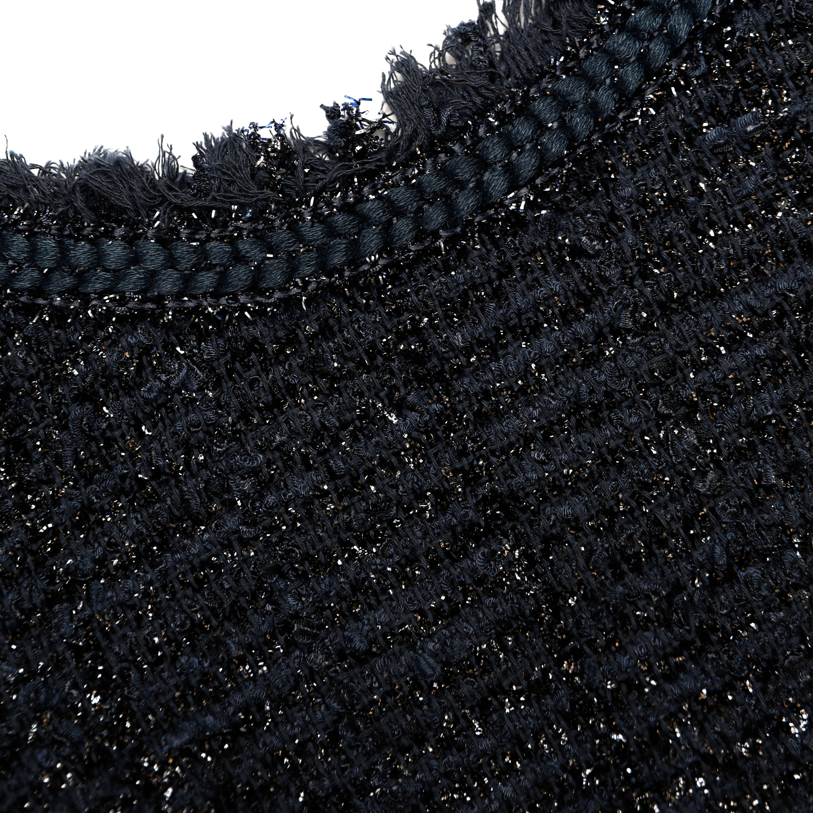 Navy Metallic Boucle Midi Dress