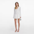 White Pointelle Diamante Knit Mini Dress