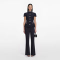 Navy Metallic Boucle Jumpsuit
