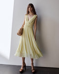 Yellow Chiffon Midi Dress