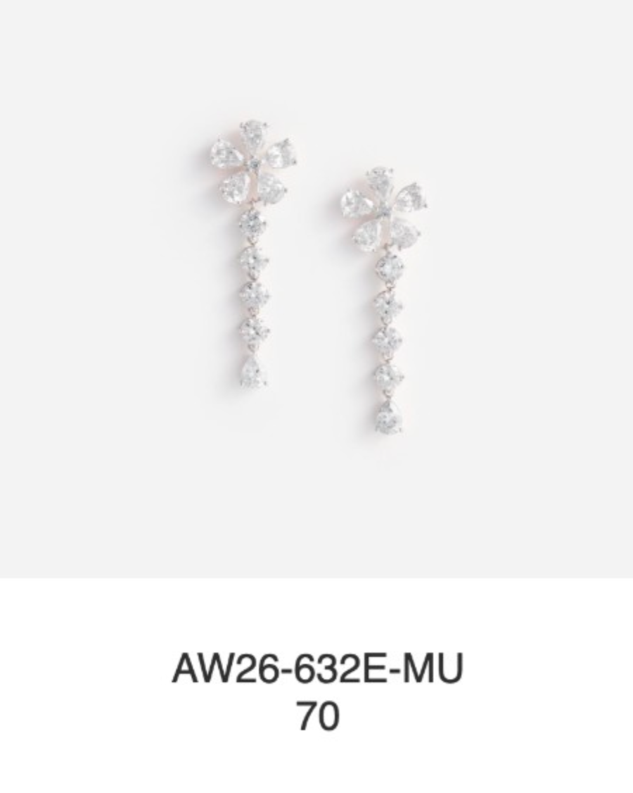 Multi Crystal Flower Dangle Earring