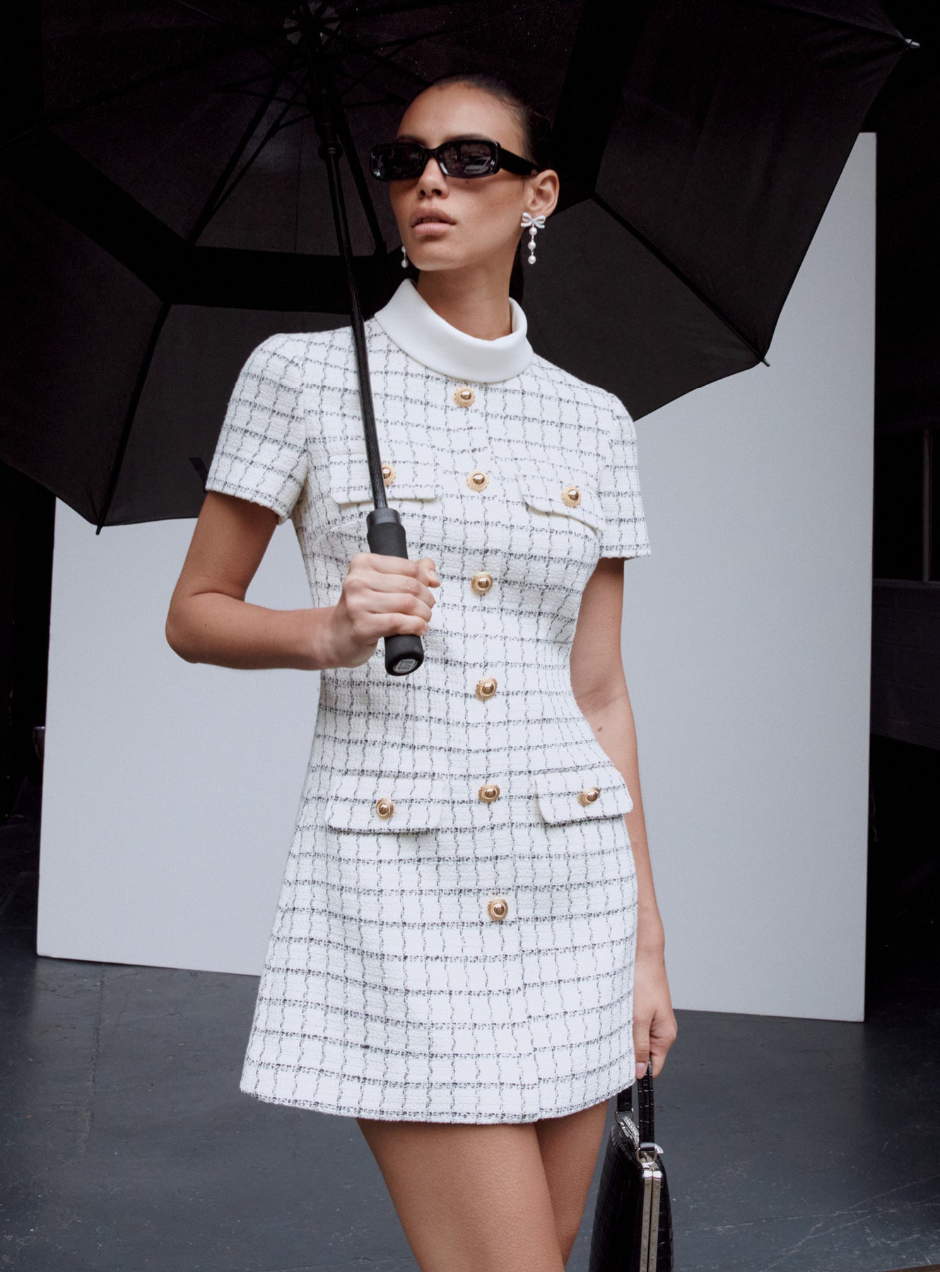 Check Boucle Mini Dress