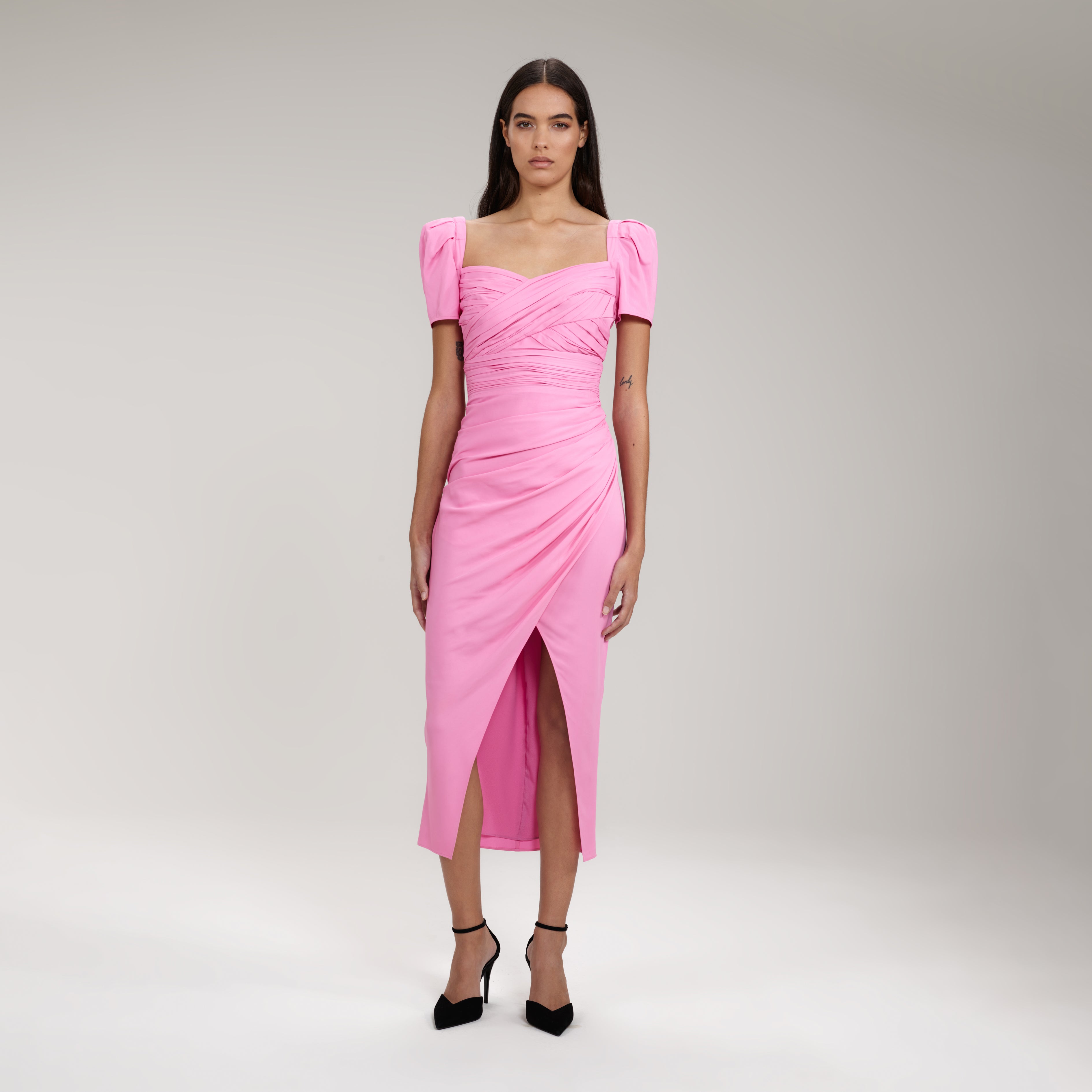 Pink Iris Midi Dress