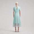 Blue Chiffon Crossover Midi Dress