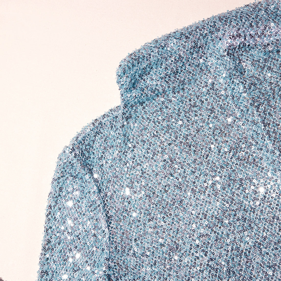 A close up of the fabric for the Blue Beaded Top