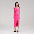 Bright Pink Iris Midi Dress