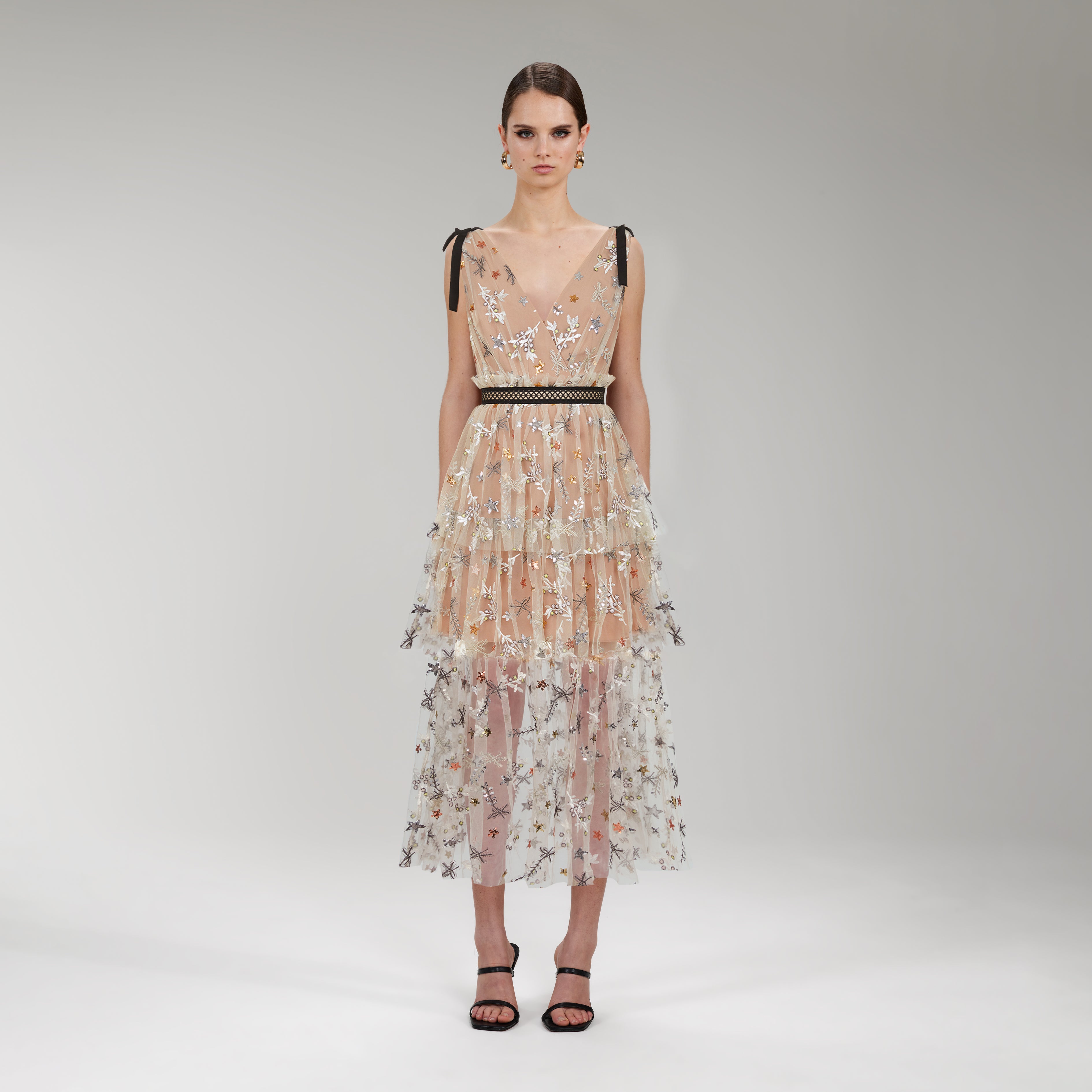 Star Mesh Midi Dress