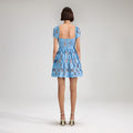 Blue 3D Cotton Lace Mini Dress