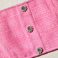 Pink Boucle Square Neck Crop Top