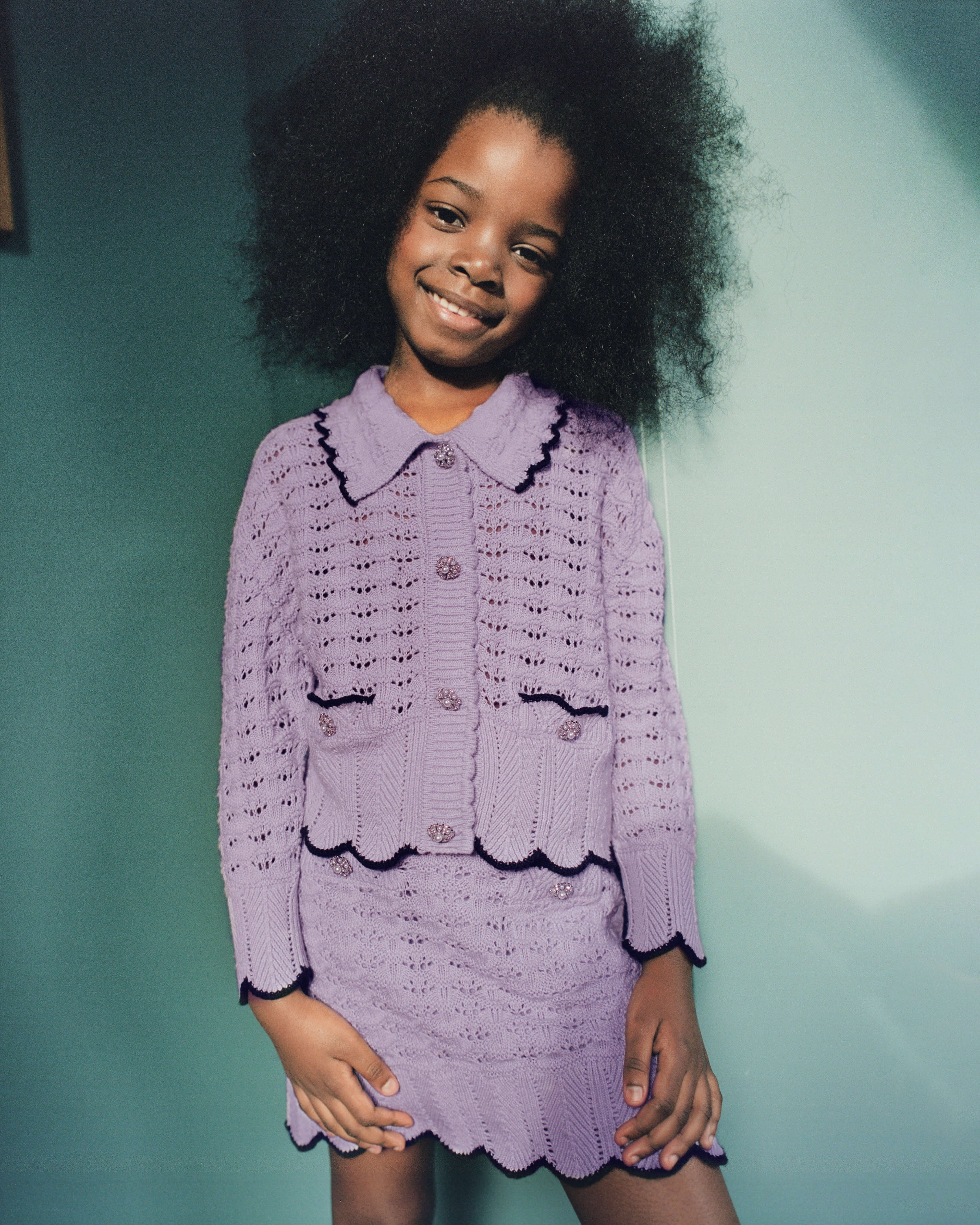 Lilac Crochet Knit Mini Skirt