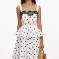 White Polka Dot Linen Midi Dress
