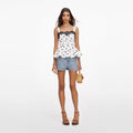 White Polka Dot Linen Top