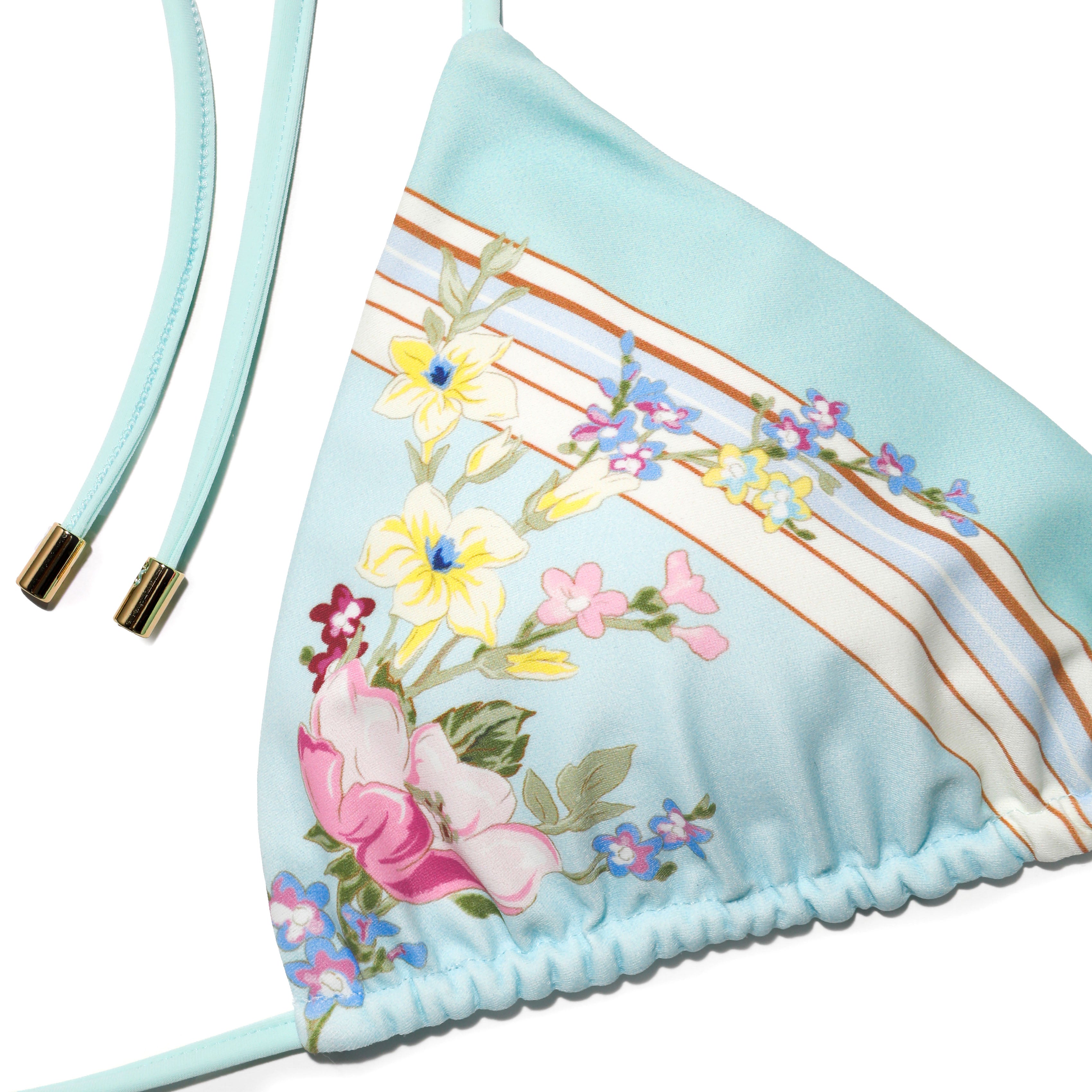 Mint Floral Bikini Top