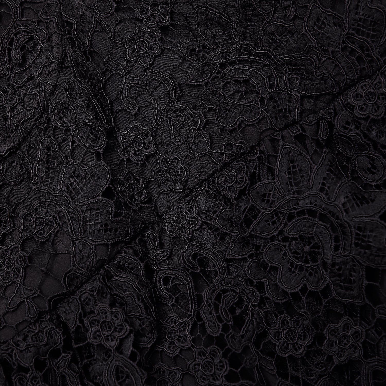 Black Lace Tie-Neck Mini Dress